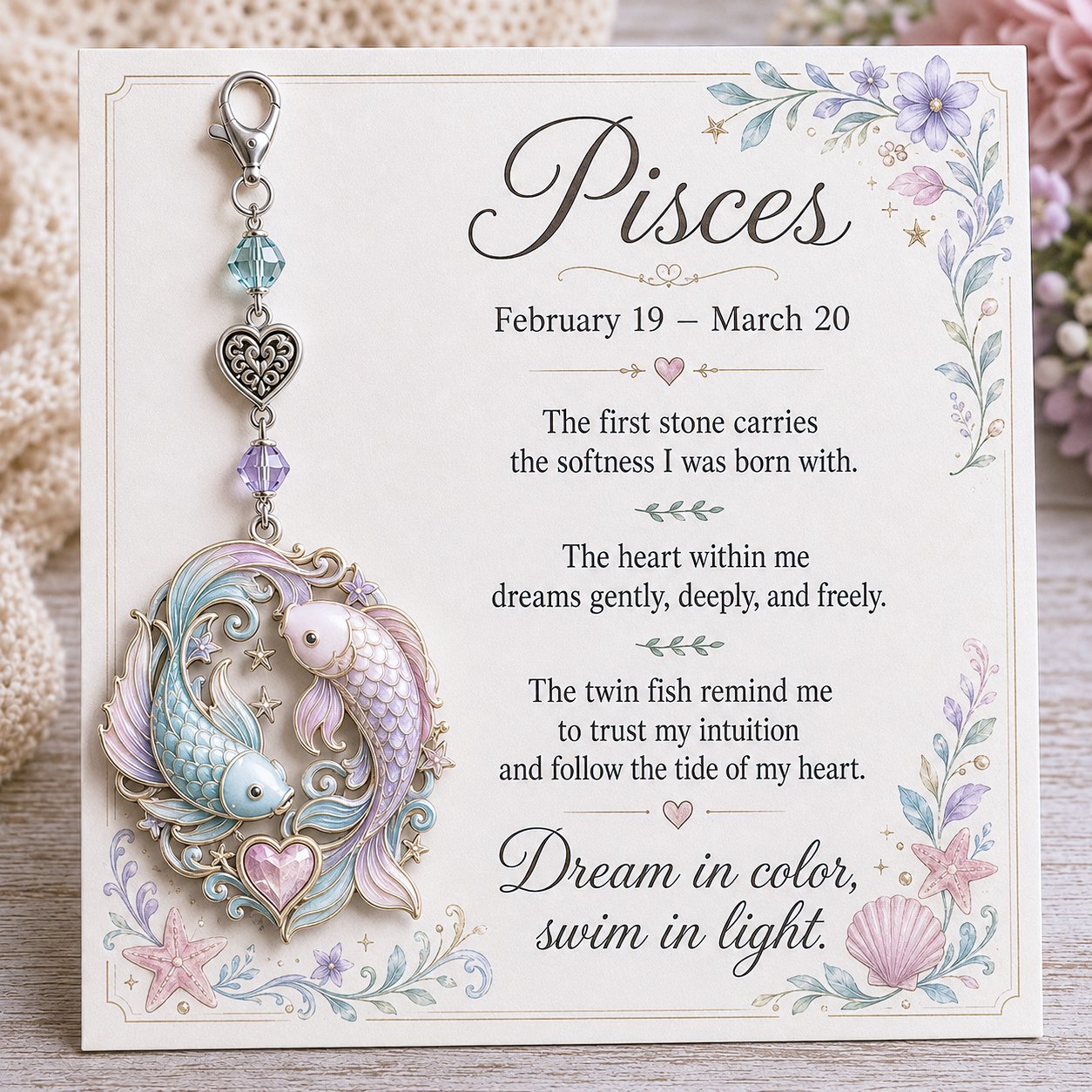 ✨ Commemorative keychains and cards featuring the birthstones of the 12 zodiac signs