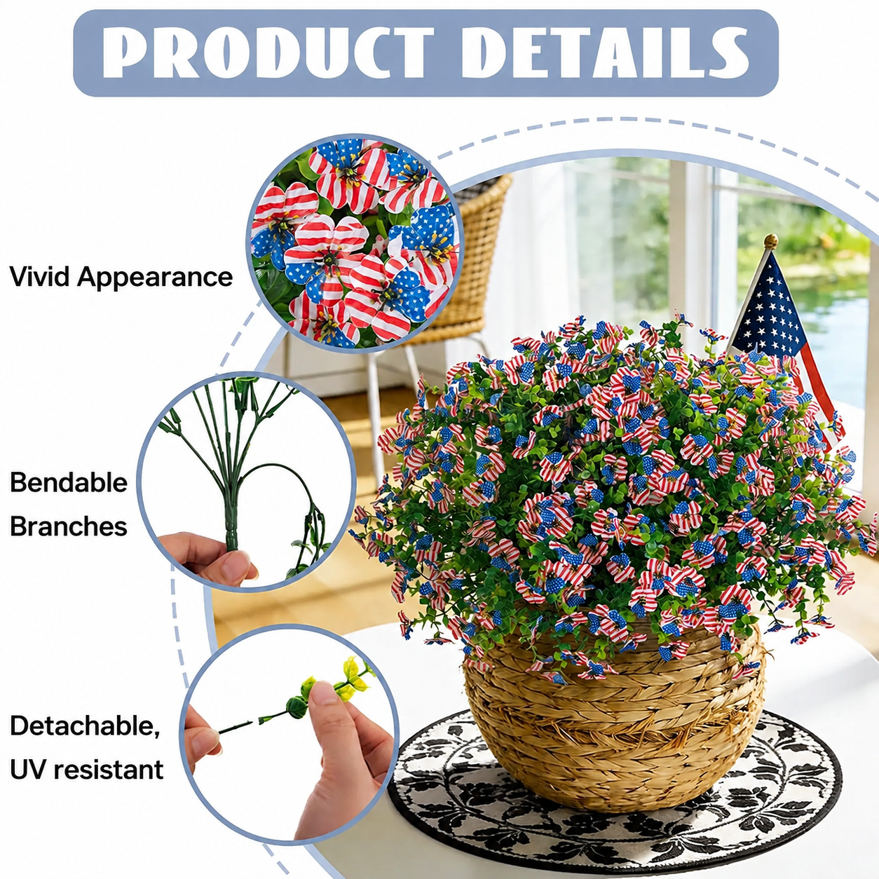 🔥🇺🇸 July 4th Sale 60% OFF Patriotic Artificial Blooms💐