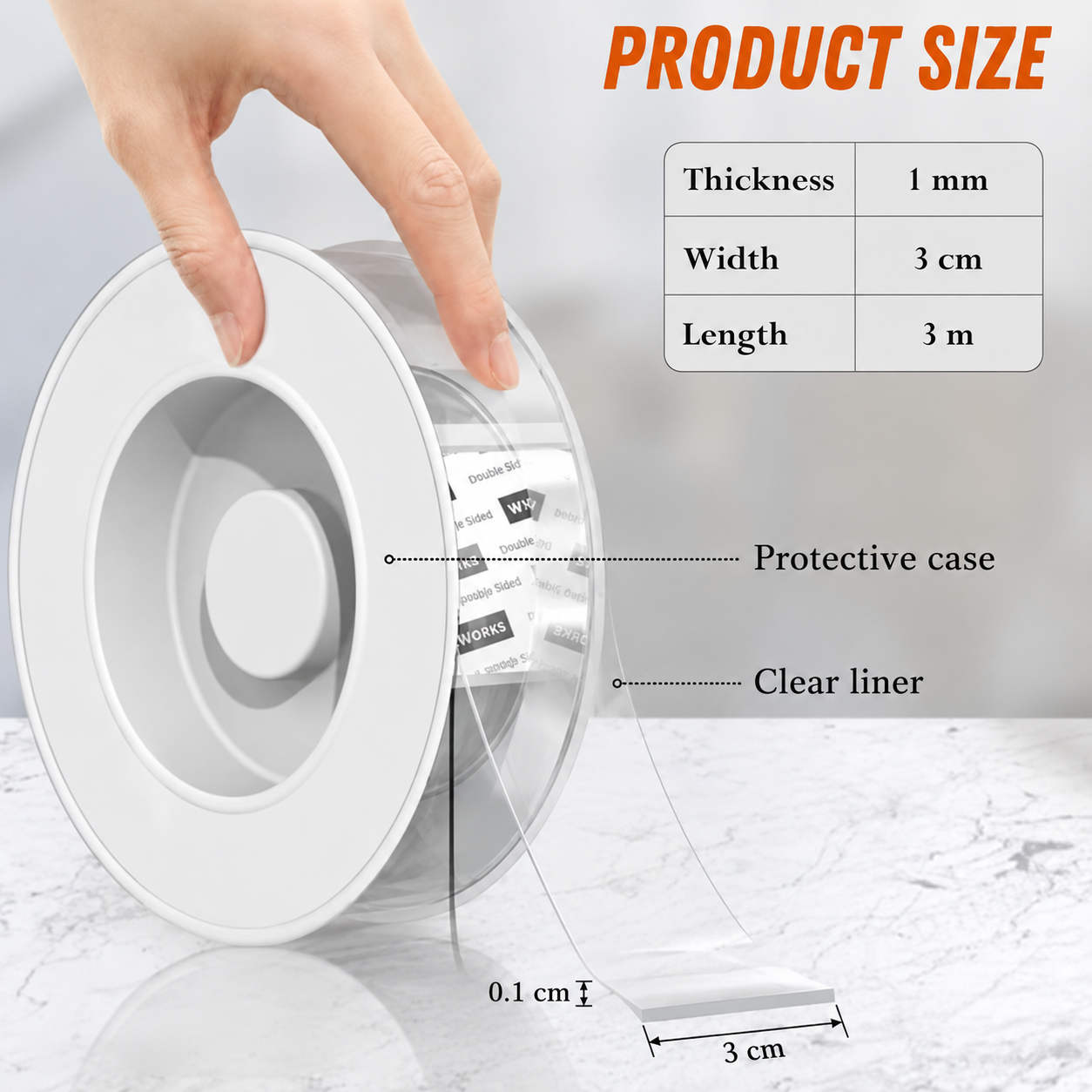 ✨Extra Large Double Sided Tape, Clear & Tough Nano Tape, Multipurpose Mounting Tape