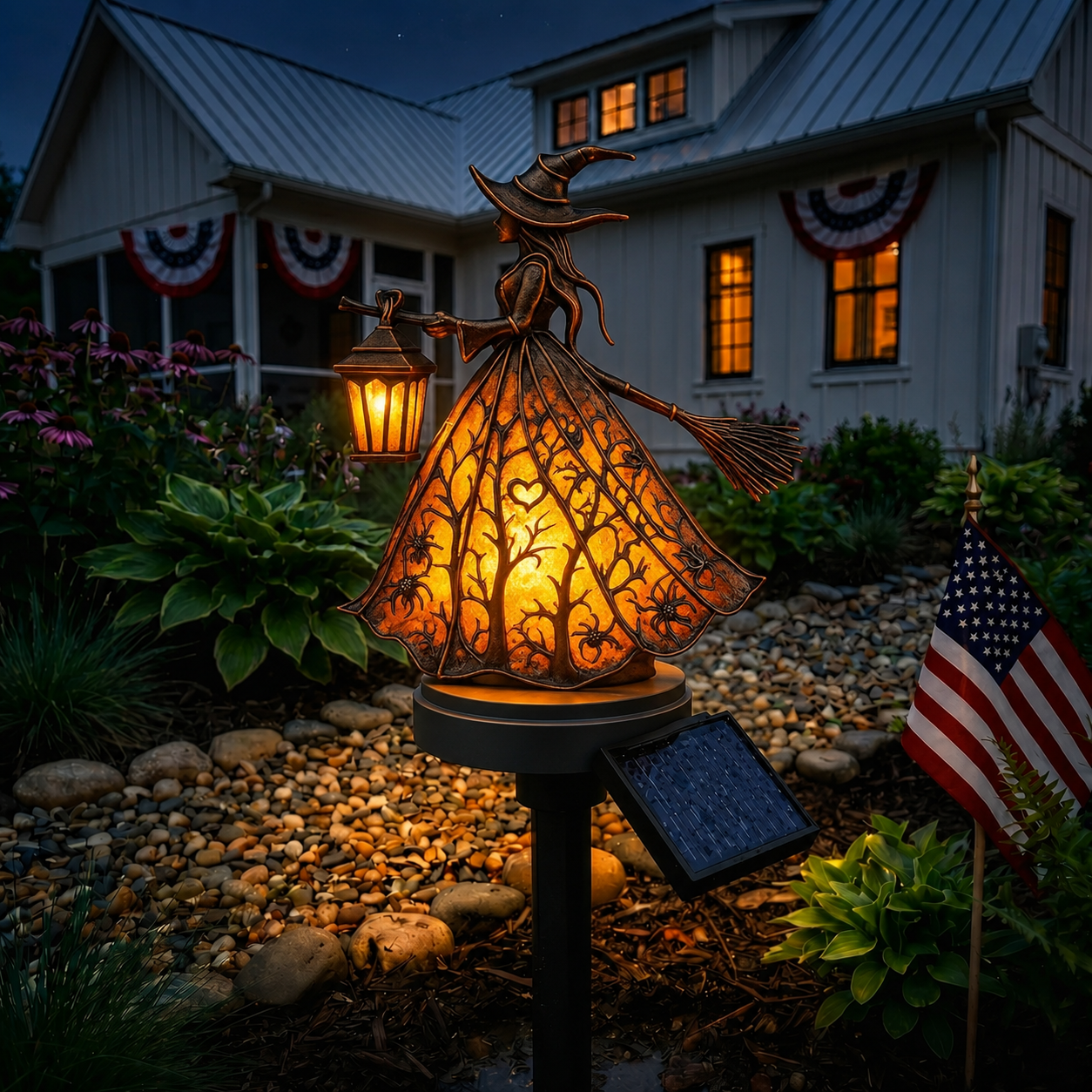 ✨ Lampe Solaire de Jardin Sculpturale | Lumière Décorative Extérieure Étanche pour Paysage Thème Fantaisie