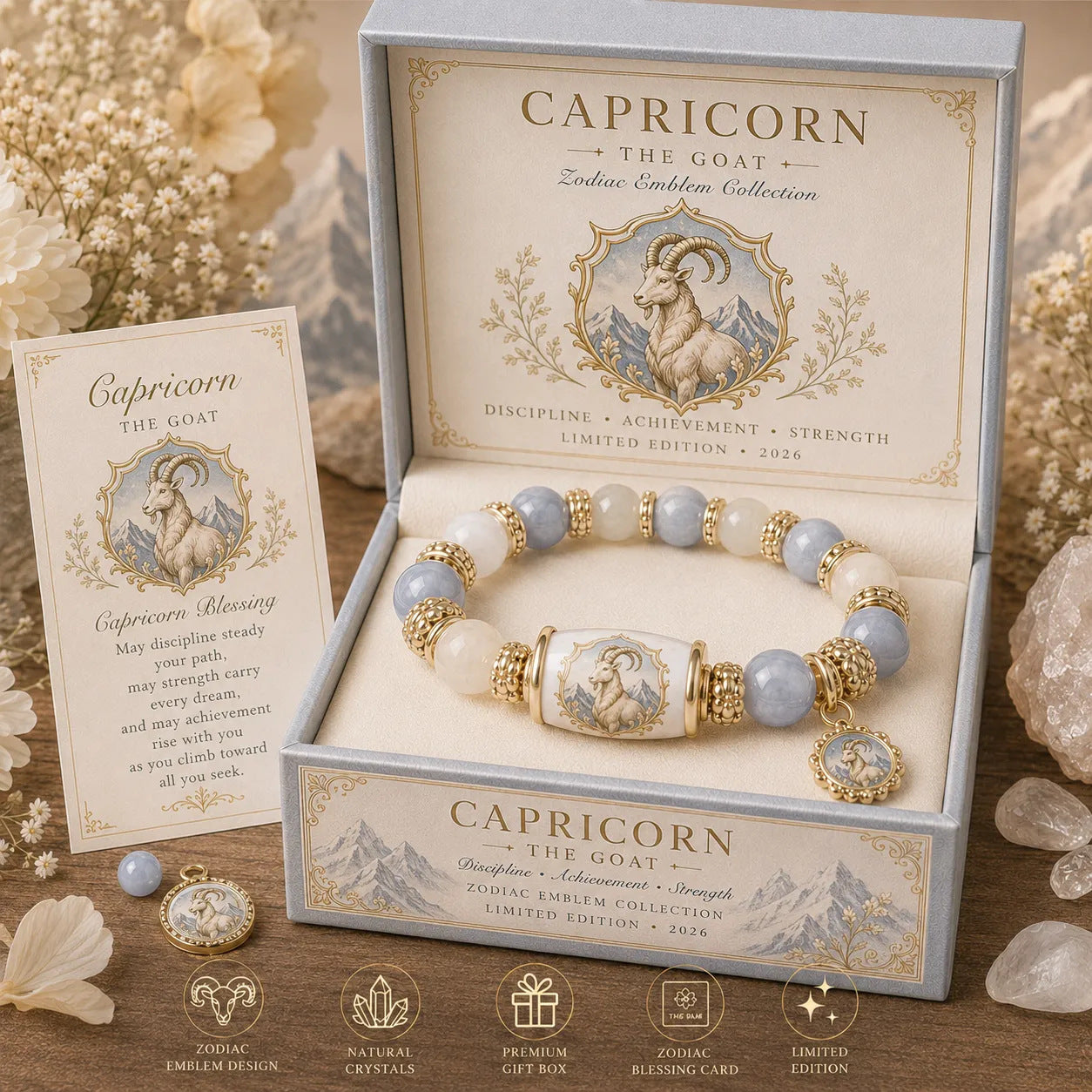 🔥Limited Edition💫 12 Zodiac Bracelet – Natural Chalcedony, Your Sign, Your Energy