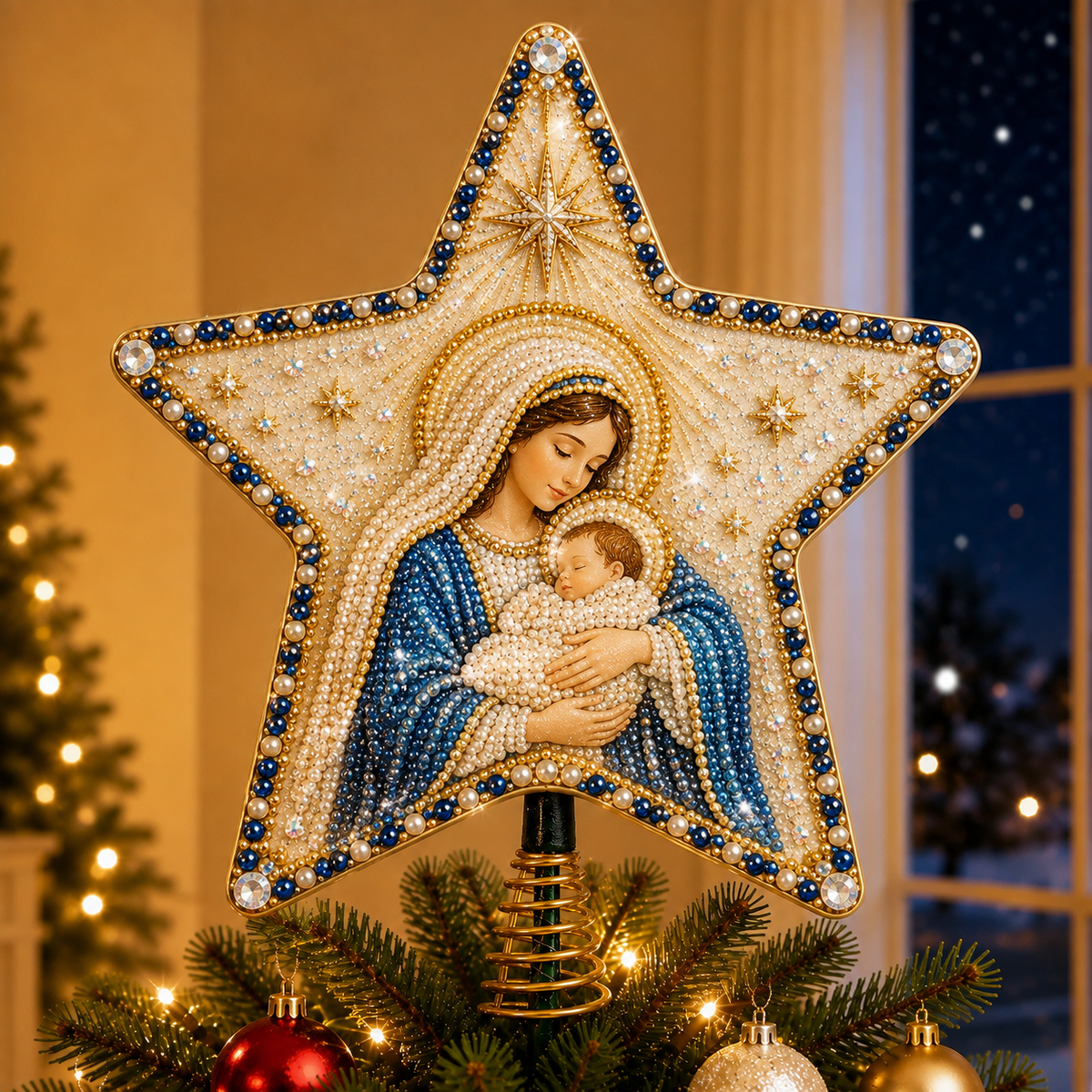 🔥🔥Christian Faith Pearl Diamond Art Christmas Tree Topper Kit⭐
