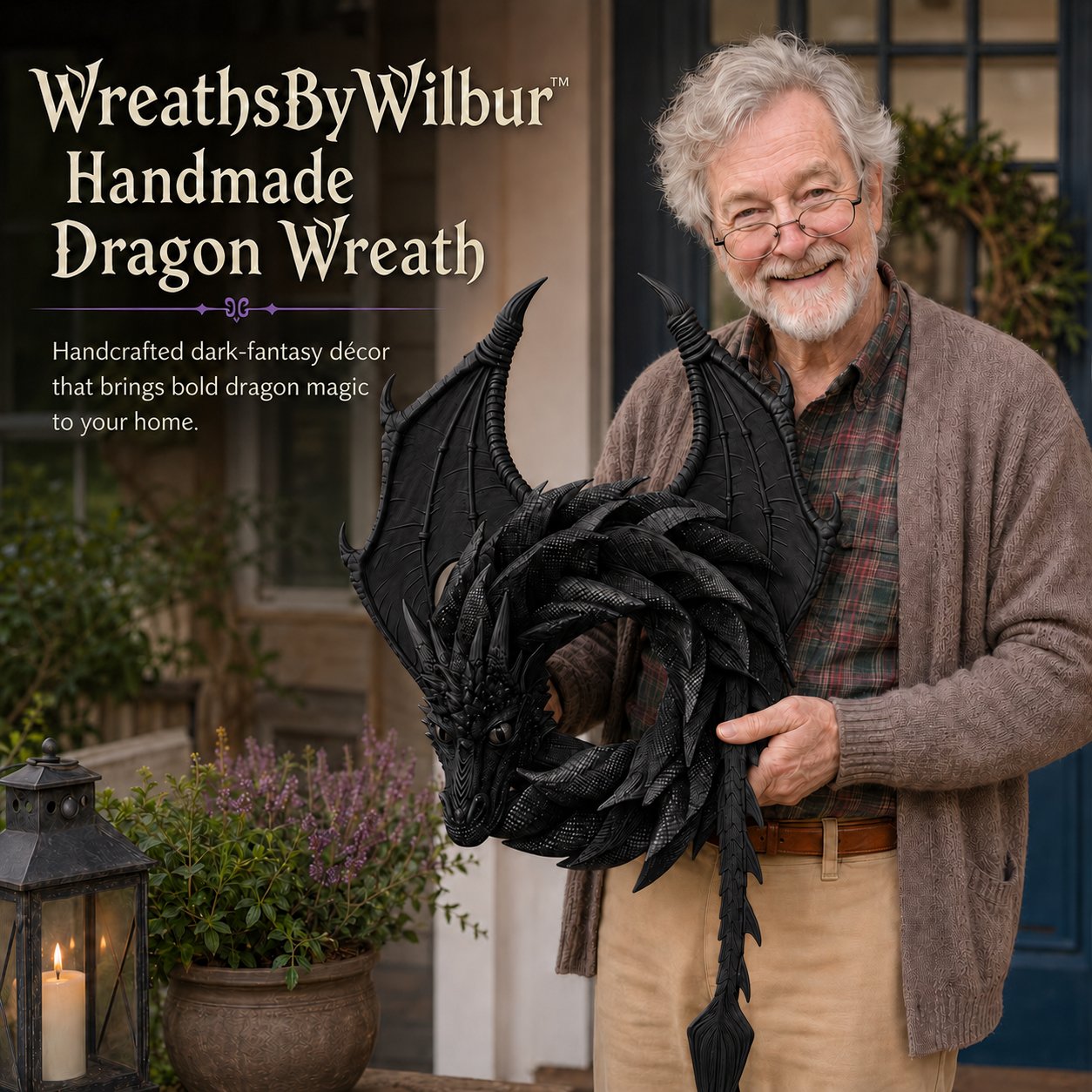 WreathsByWilburTM Handmade Dragon Wreath