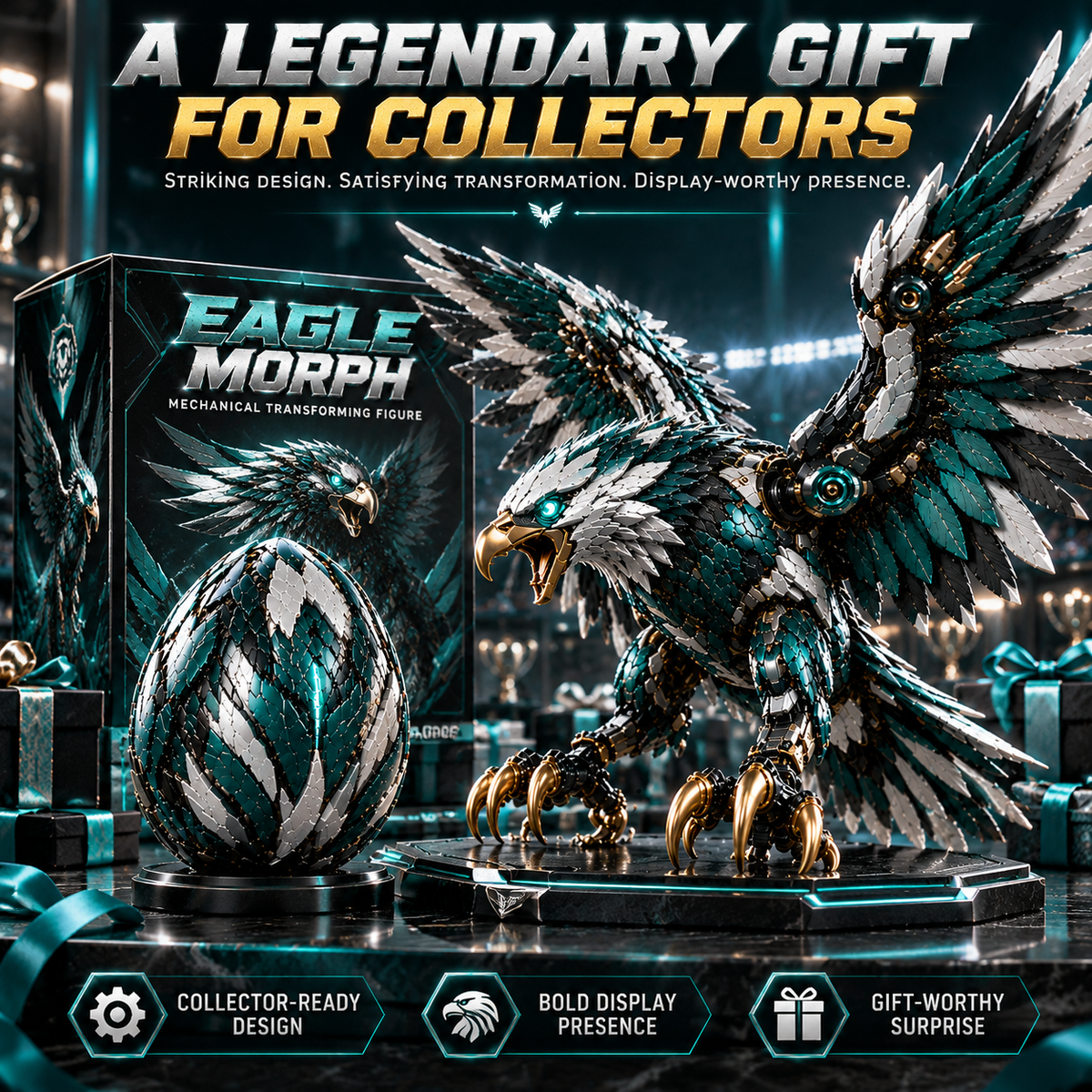 🦅⚡ EagleMorph – Egg to Eagle Transforming Mechanical Figure
