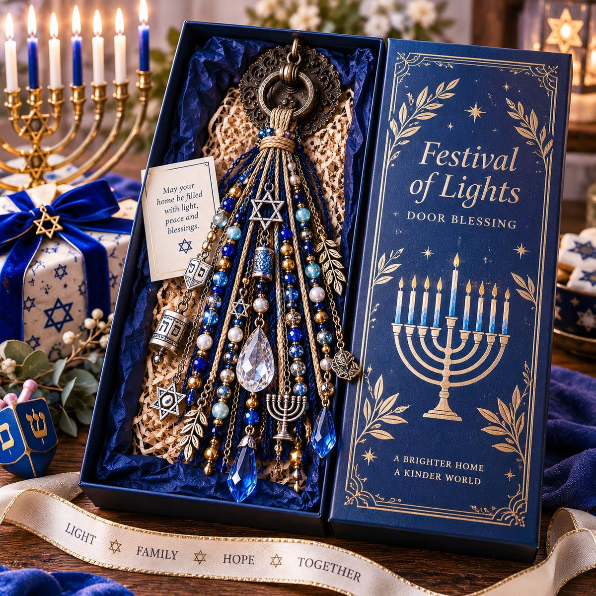 🕎 Festival of Lights Door Blessing – Hanukkah Keepsake for Home & Family