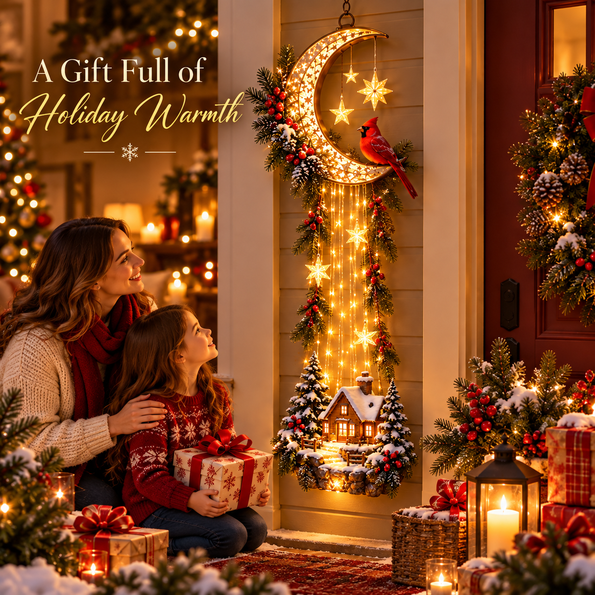 ✨Last Day 49% OFF🌙 Starlit Cardinal Moon Christmas Wall Decor