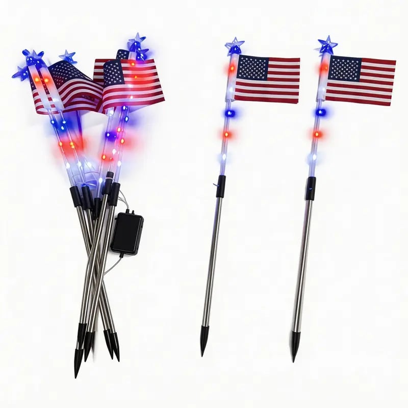 🔥Letzter Tag: 49% RABATT🔥8 Solar-Wegeleuchten mit amerikanischer Flagge – Rot, Weiß & Blau für den Garten zum 250. Unabhängigkeitsjubiläum 🇺🇸✨