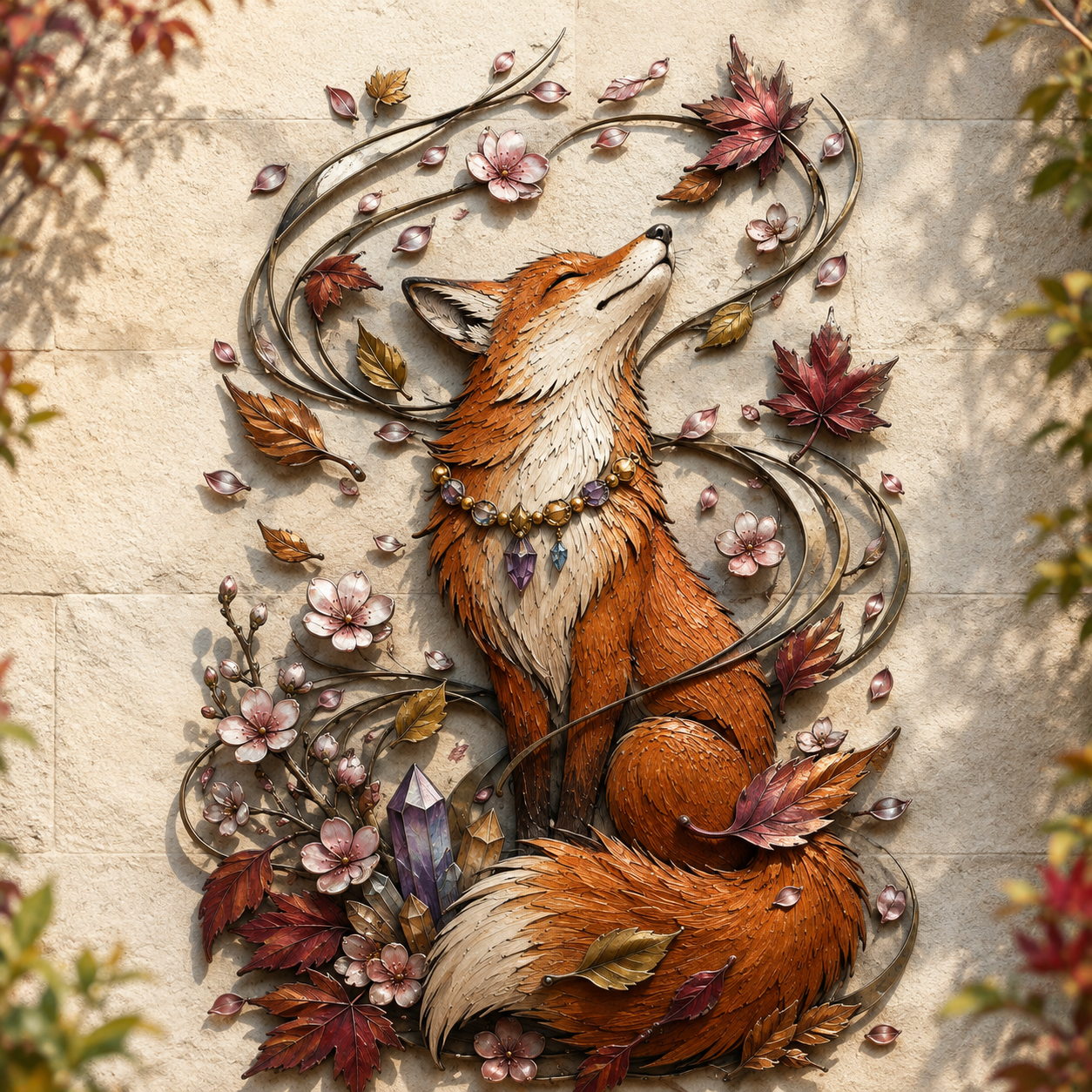 🦊🍂Enchanted Autumn Fox Metal Wall Decor