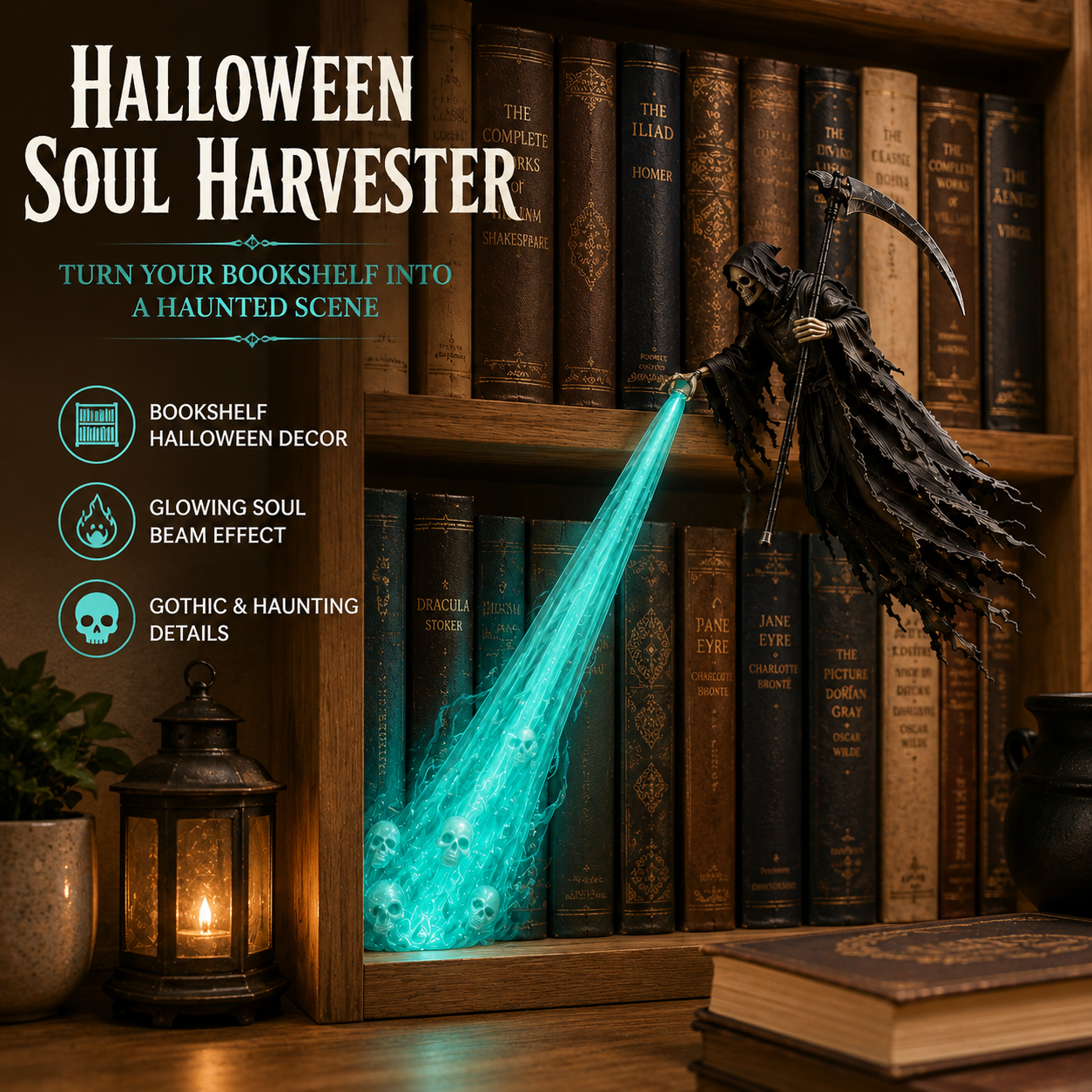 👻👻The Soul Collector — Haunted Reaper Shelf Light