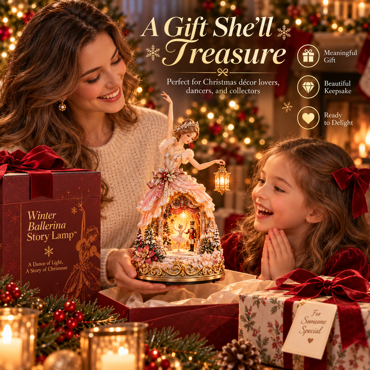 🔥LAST DAY 49% OFF 🩰 Winter Ballerina Story Lamp™ – Lighted Nutcracker Christmas Tabletop Decor