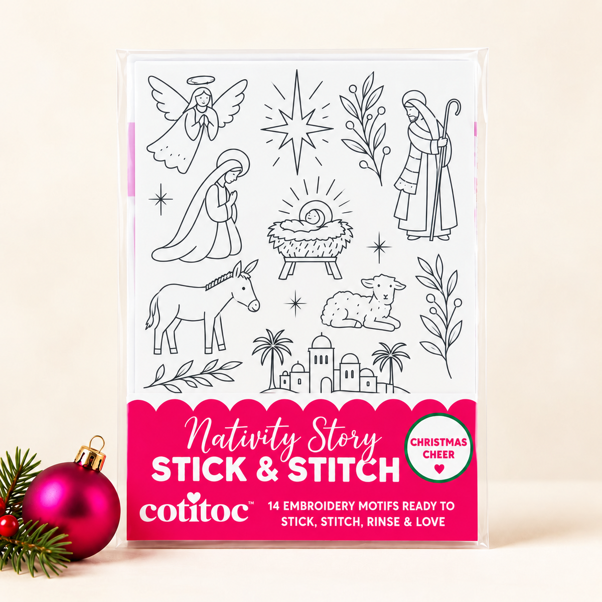 🎄 Christmas Stick & Stitch Embroidery Pattern Pack – 70 Wash-Away Holiday Designs on 5 Sheets ✨