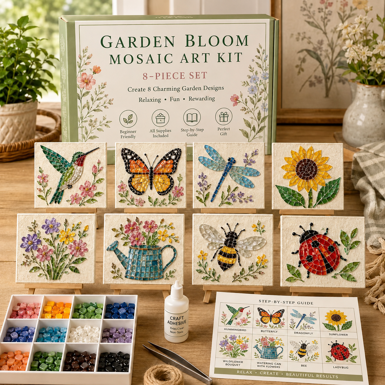 🌊 Kit d'Art Mosaïque en Verre Poli DIY – Créez de Magnifiques Œuvres d'Art Inspirées de l'Océan avec des Morceaux de Verre Colorés, Décoration Cotière et Cadeau Créatif Fait Main