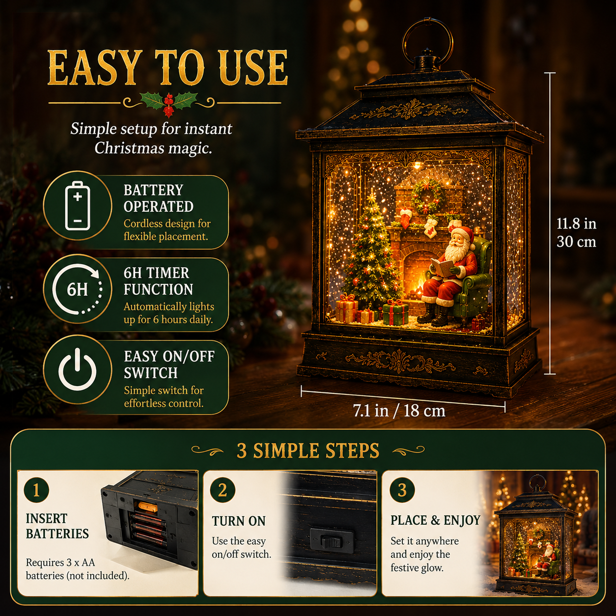 🎅 Santa’s Magical Fireplace Lantern-🎄 Bring the Magic of Christmas Home ✨