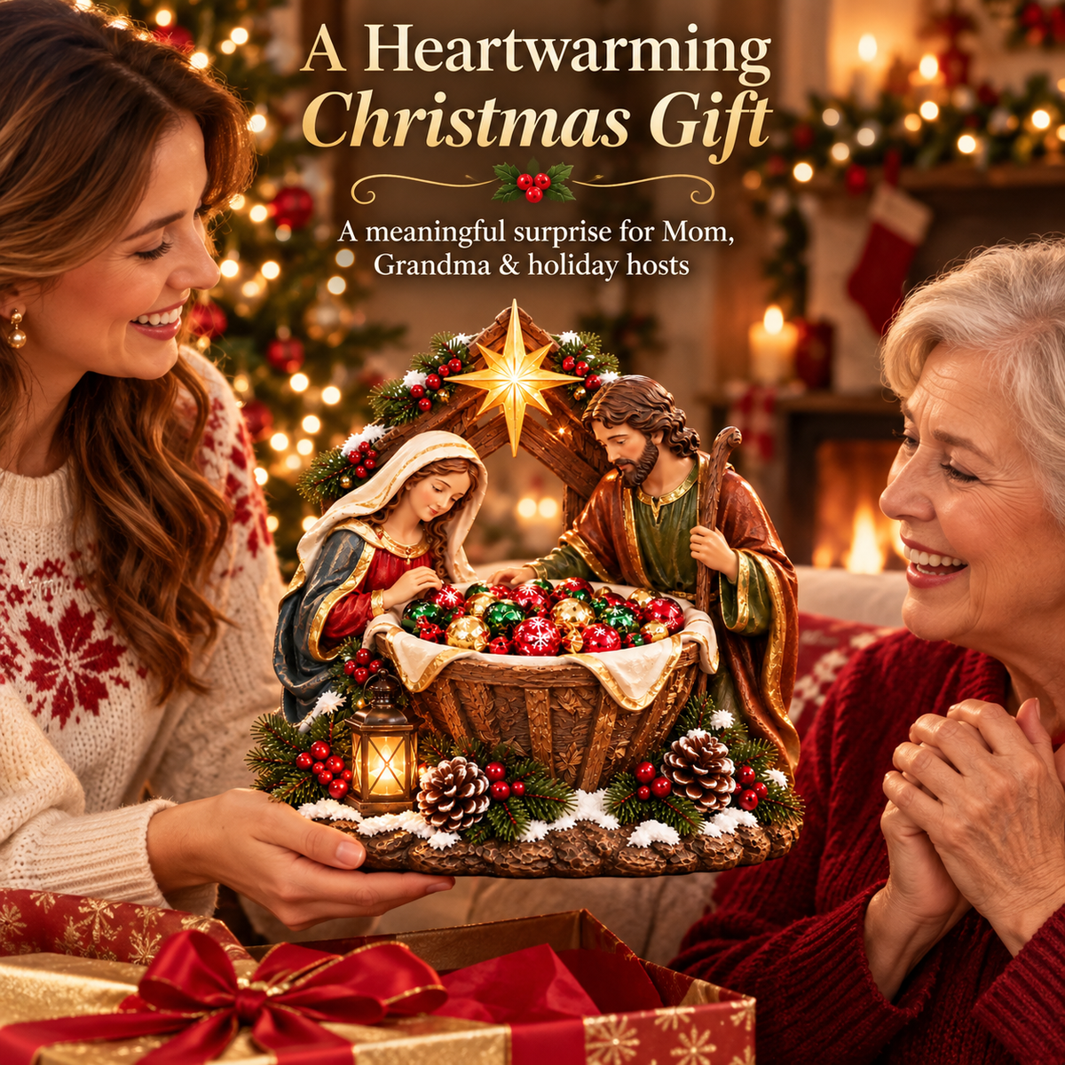 ✝️✨ Nativity Blessing Bowl™ – Lighted Christmas Treat Bowl & Tabletop Decor