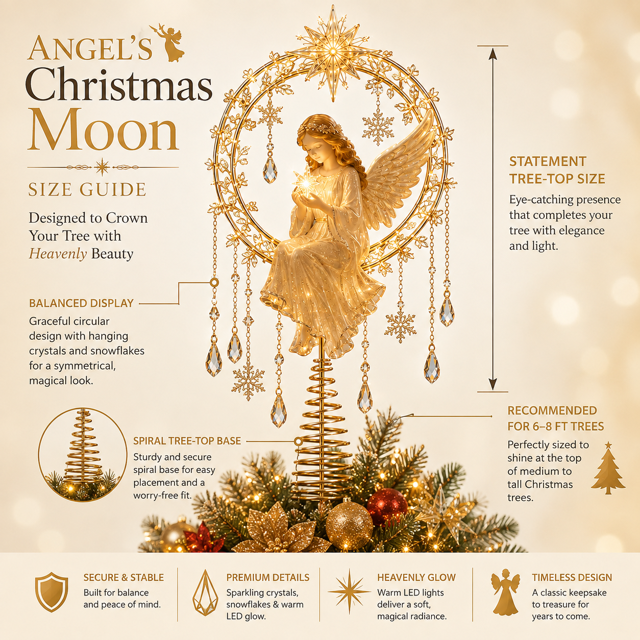✨ Angel’s Christmas Moon™ Lighted Angel Tree Topper