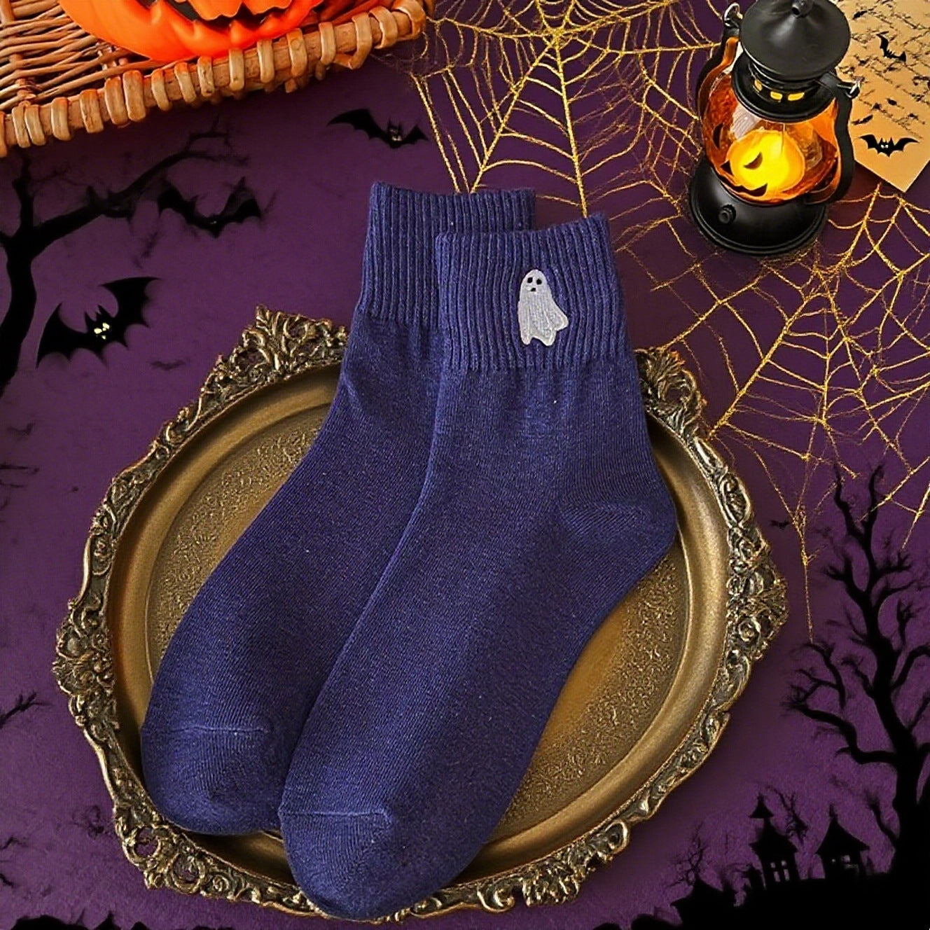 š Viral Halloween Embroidered Crew Socks ā Cute Spooky Knit Socks | 100% CottonāØ