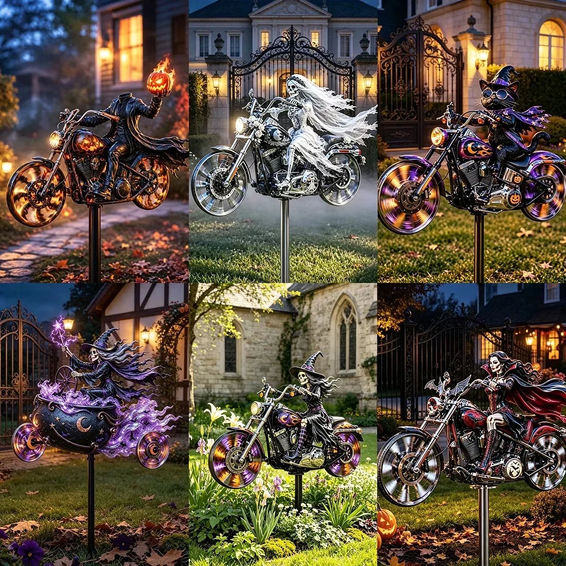 🎃 Halloween Motorcycle Garden Windmill 🏍️Upgrade to High-Speed Halloween Spooktacular 💨