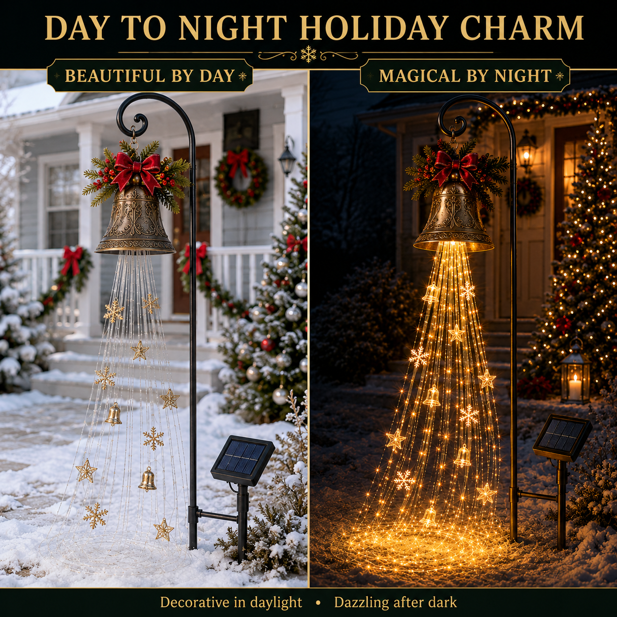 🔥Hot Sale 40% OFF🎄 Christmas Bell Cascade Solar Yard Light✨