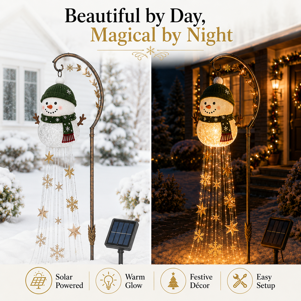 ☃️ Snowman Starlight Cascade™ Solar Christmas Yard Light