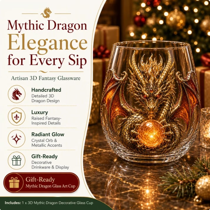 🐉✨3D Mythic Dragon Glass Art Cup | Luxury Raised Fantasy Glassware for Whiskey, Home Bar Décor & Legendary Gifts