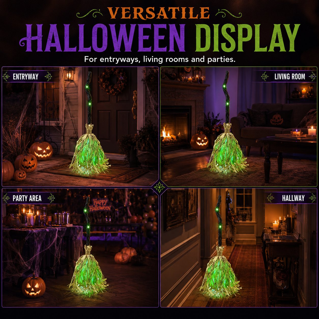 Magic Dancing Witch Broom – Animated Halloween Decor