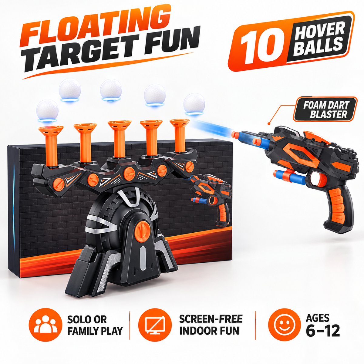 🎯 Family Fun | Hovering Ball Target Shooting Game with Foam Blaster