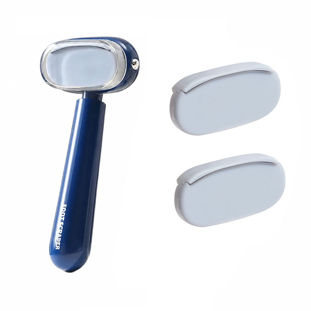 Dual‑Sided Foot Callus Remover, Replaceable Stainless Steel Blade Foot Scraper, Portable Manual Dead Skin Corn Remover, Safe Heels Exfoliator Pedicure Tool for Thick Hard Cracked Skin