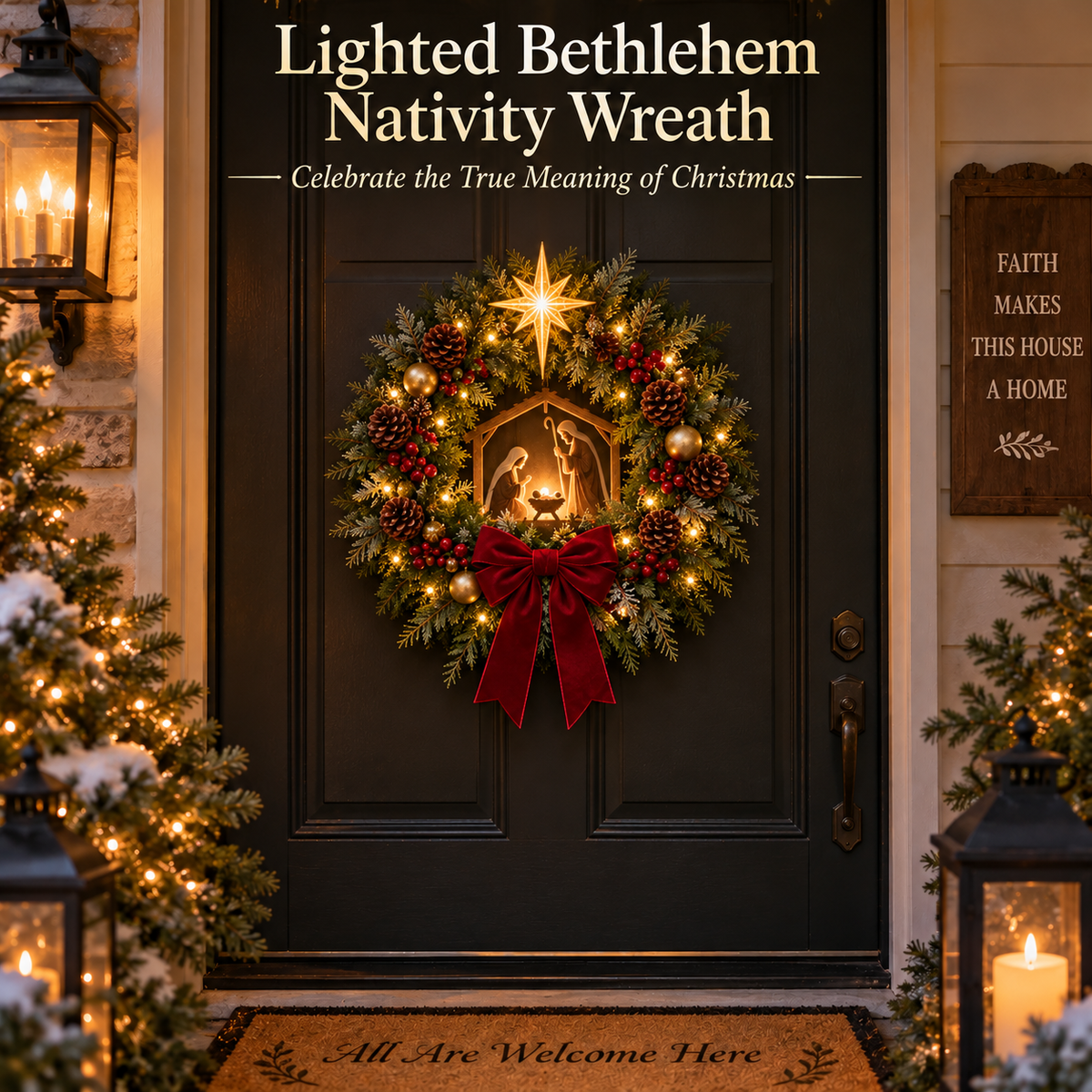 🔥Last Day 49% OFF🔥✝️ Lighted Bethlehem Nativity Wreath