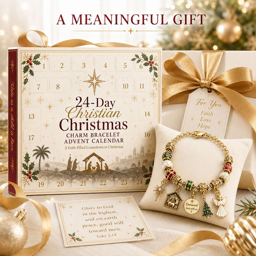 🔥LAST DAY 50% OFF - 24-Day Christian Christmas Charm Bracelet Advent Calendar