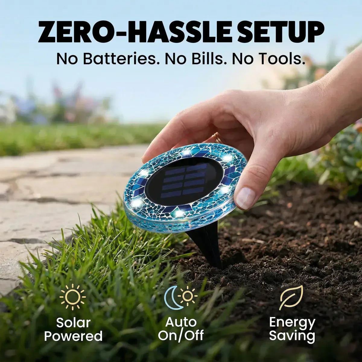Hot Sale 60% OFF🛋️Solar Mosaic Lights – Waterproof LED Pathway Lights with Auto On/Off