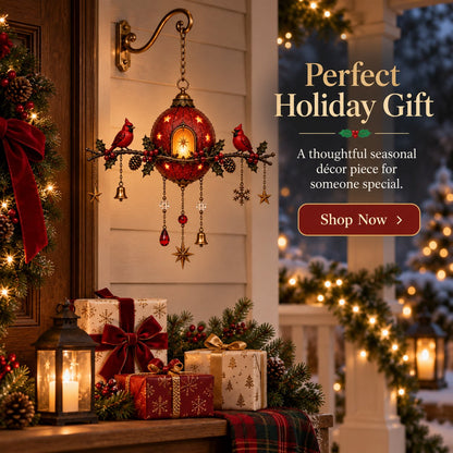 🐦❤️Illuminated Red Cardinal Christmas Ornament – Festive wall decoration with warm light✨