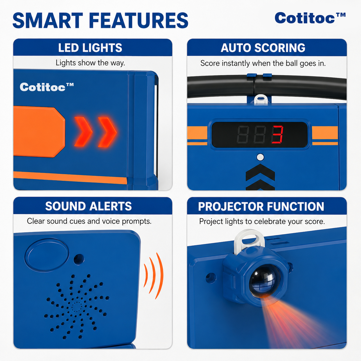 COTITOC™ Soccer Round-About Interactive Soccer Training Game with Auto Scoring, LED Lights & Projector – Indoor & Outdoor Soccer Toy for Kids