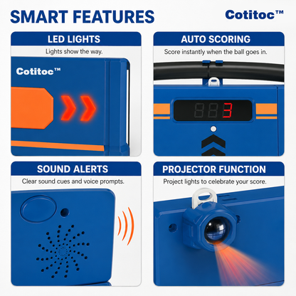 COTITOC™ Soccer Round-About Interactive Soccer Training Game with Auto Scoring, LED Lights & Projector – Indoor & Outdoor Soccer Toy for Kids