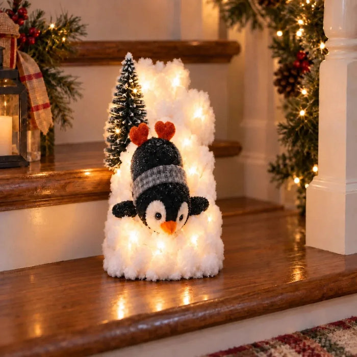 Sliding Penguin Christmas Decor