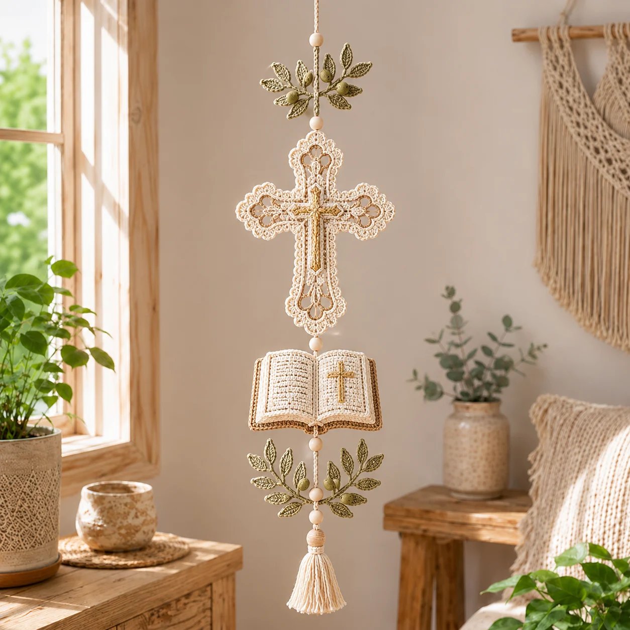 ✝️Blessed Faith Hanging Cascade – Finished Ornament or DIY Crochet Kit