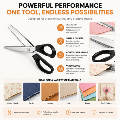 ✂️Professional Pinking Shears – Stainless Steel Zigzag Fabric Cutting Scissors✨🧵