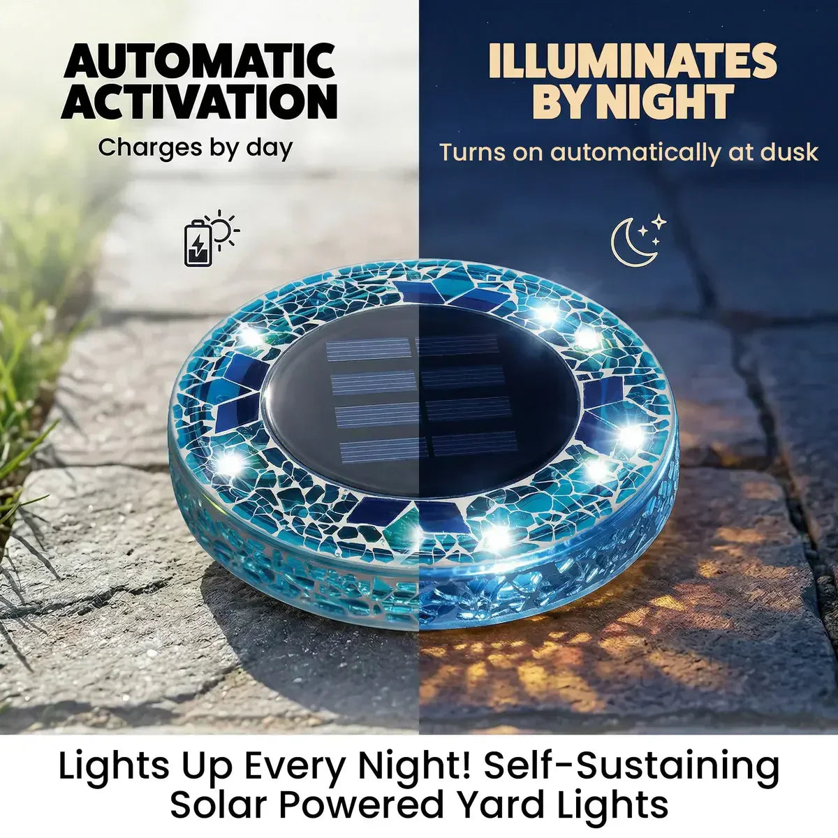 Hot Sale 60% OFF🛋️Solar Mosaic Lights – Waterproof LED Pathway Lights with Auto On/Off