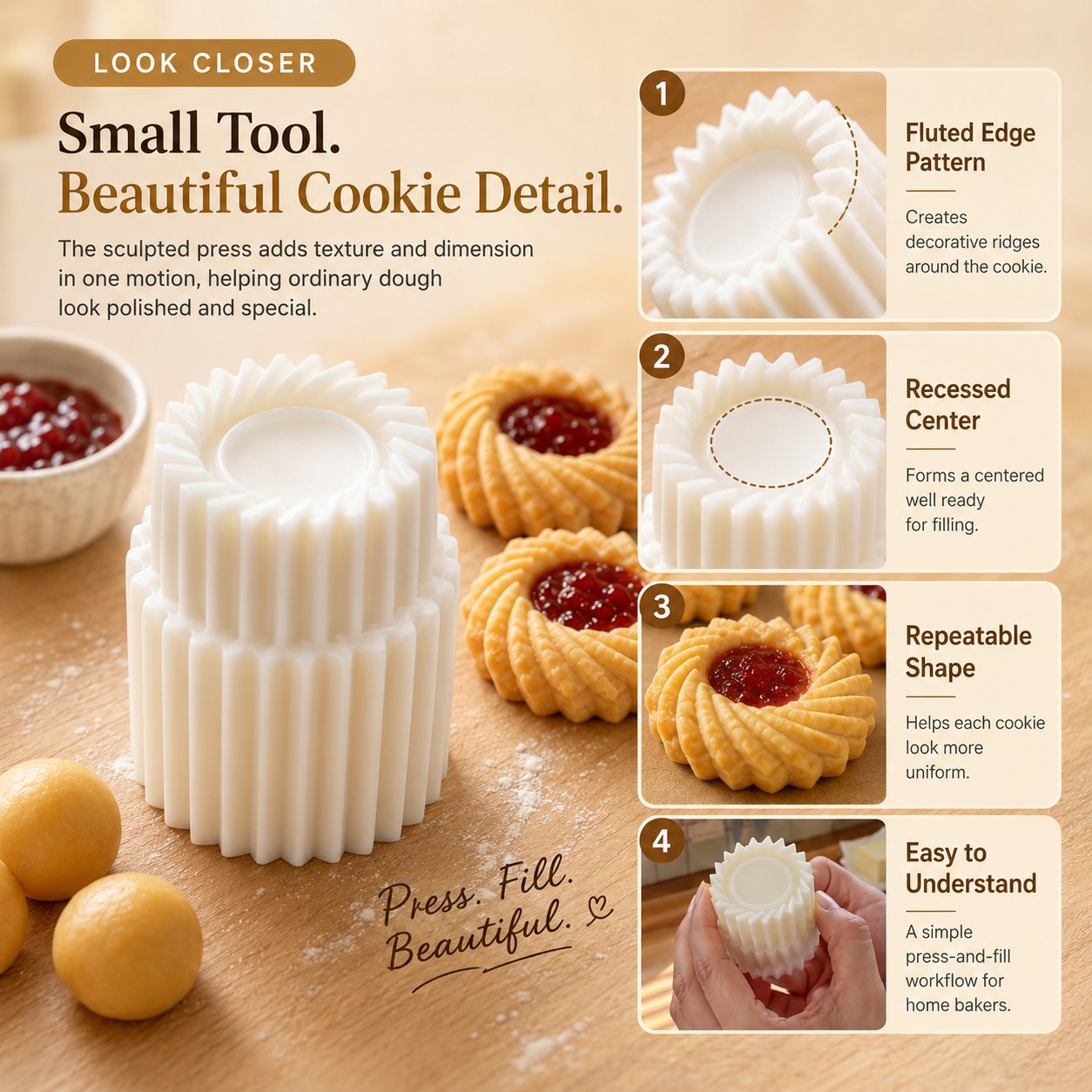 ⏳ Last day! 49% OFF – 🍪 Fluted Jam Cookie Press Mold