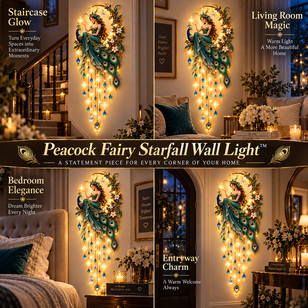 🔥 Last Day 50% OFF🦚 Peacock Fairy Starfall Wall Light