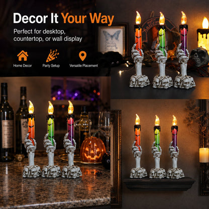 🎃 Last Day 50% OFF - Halloween Skeleton Skull Hand LED Glitter Candle Light Set🔥🔥🔥