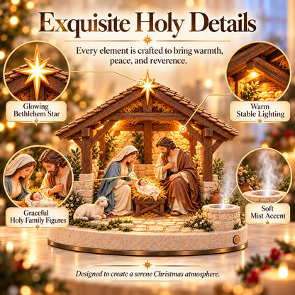✨ Bethlehem Holy Night – Light-Up Nativity Scene with Gentle Mist 🎄