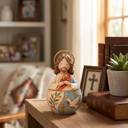 🌟 Divine Grace Collection: Hand-Painted Sacred Heart Jesus & Blessed Mary Keepsake Box
