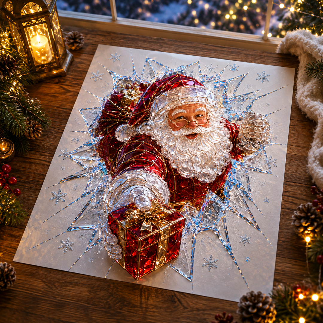 🔥Limited time 70% OFF -✨🎄Crystal Christmas Break-In Window Decal — 3D Shattered-Glass Holiday Window Decoration