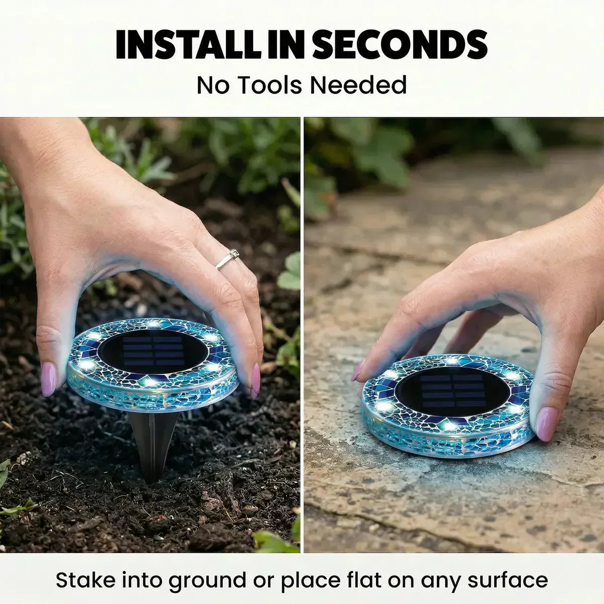 Hot Sale 60% OFF🛋️Solar Mosaic Lights – Waterproof LED Pathway Lights with Auto On/Off