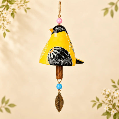 🐦Hand-Painted Resin Bird Wind Chime, Colorful Folk Art Garden Hanging Decor