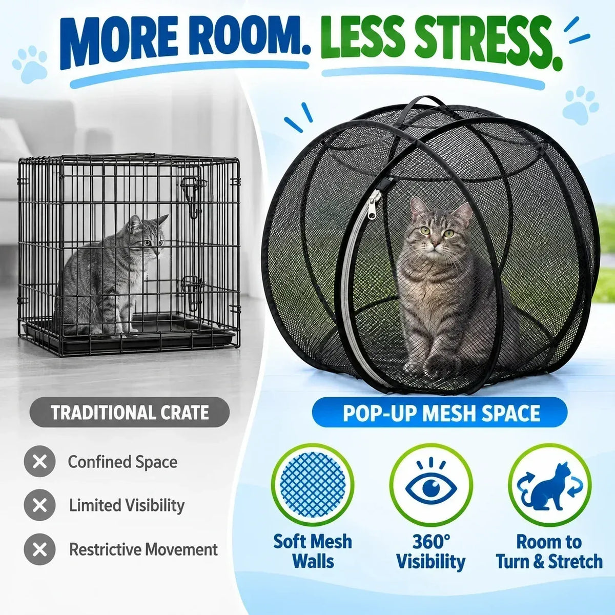 🐱🌿Rolling Mesh Cat Playpen