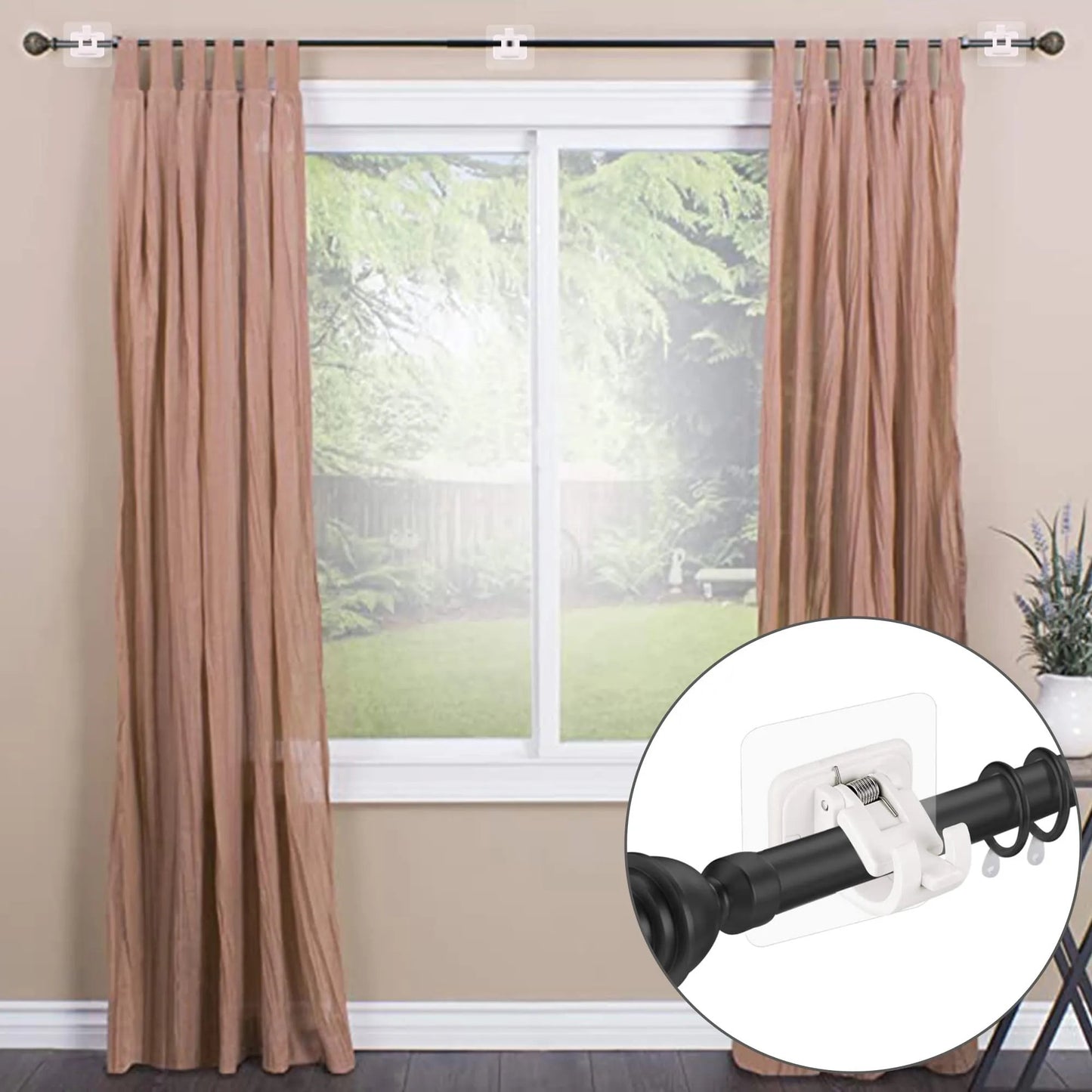 A set of 6 PCS Curtain Rod Brackets with Clips  for Livingroom Bathroom Kitchen Bedroom Toilet Apartment
