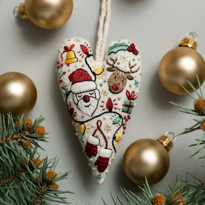 💖DIY Heart Shaped Hand Embroidered Christmas Finished product/DIY material kit