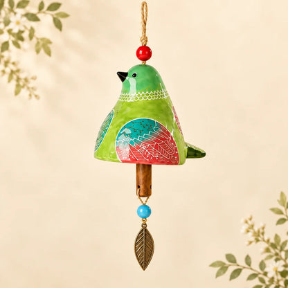 🐦Hand-Painted Resin Bird Wind Chime, Colorful Folk Art Garden Hanging Decor