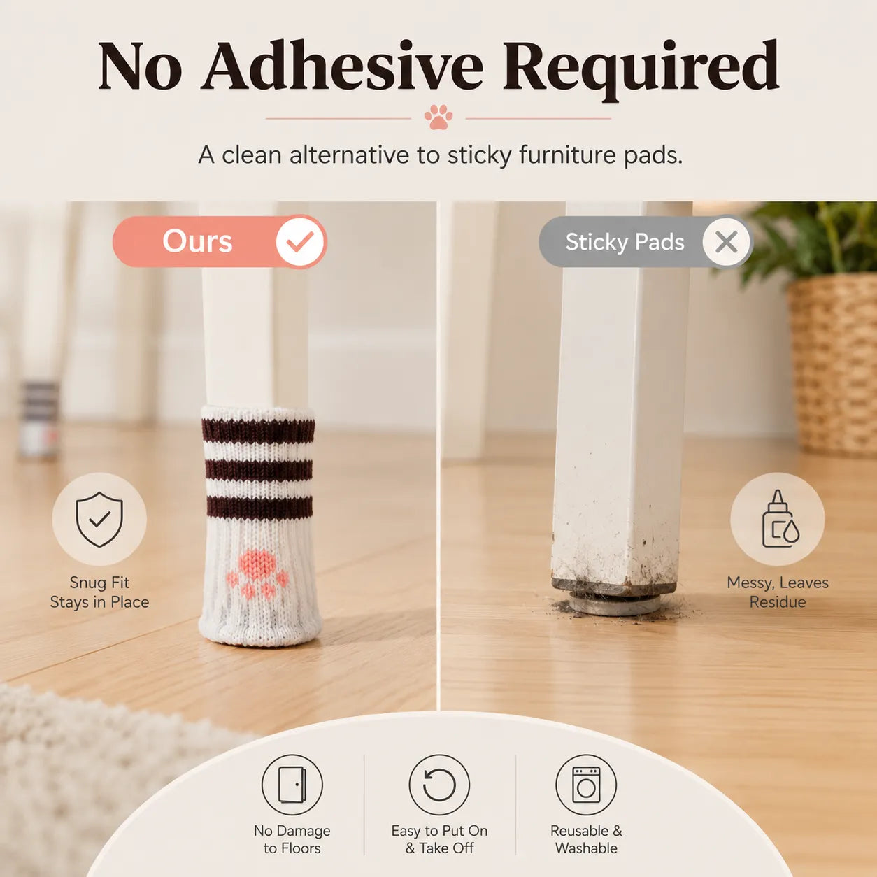 🐾 Chair Leg Floor Protectors | Pull-On Furniture Socks with Cushioned Bottom Pads for Quieter Movement & Everyday Floor Protection 🪑
